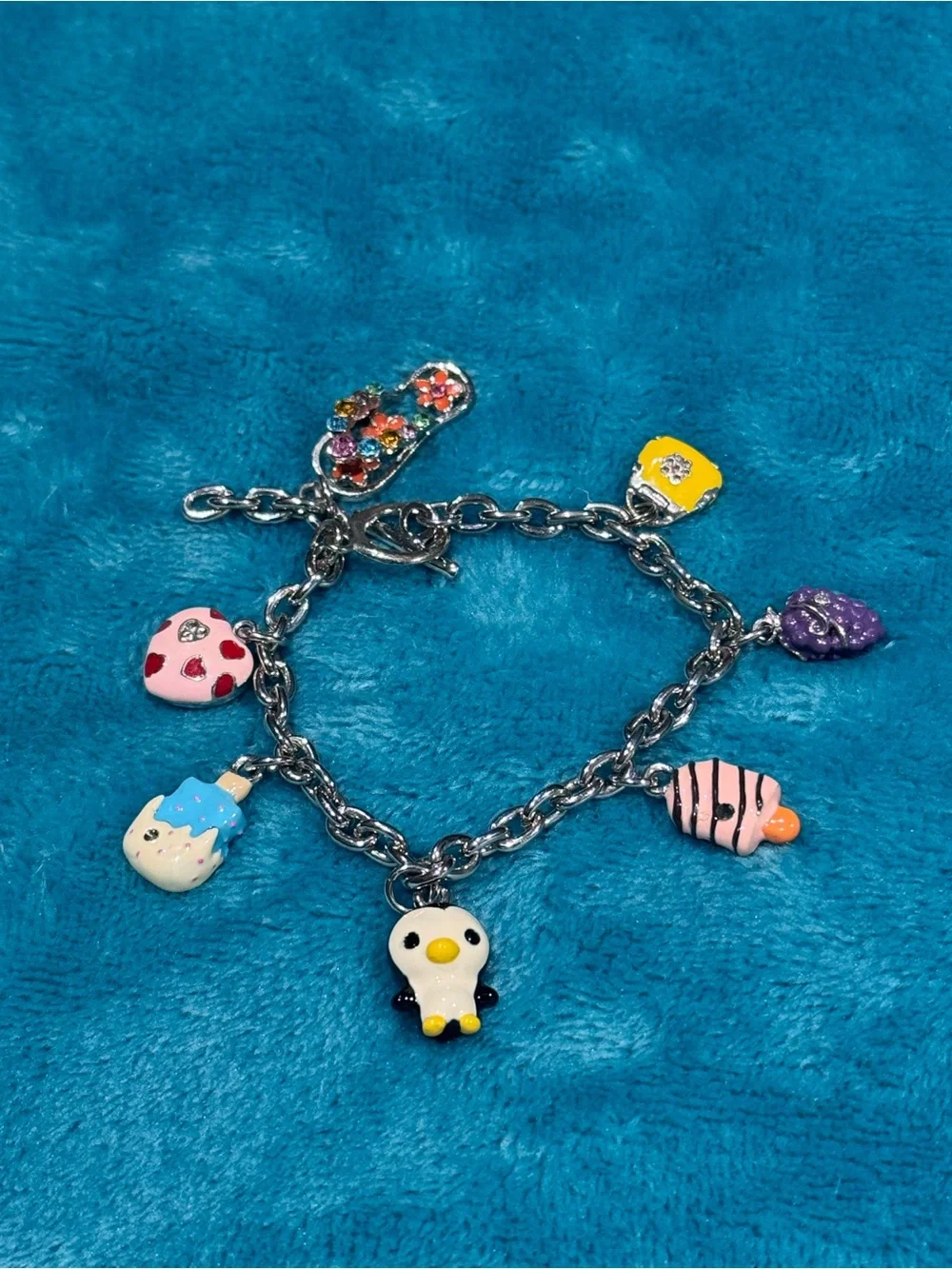 Silver Enameled Charm Bracelet